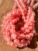 Бусины кварц розовые "Арбузик", 10 мм (нить)