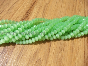 Стеклянные бусины разделители "Рондели" ярко-зеленые, 3х4 мм