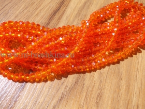 Стеклянные бусины разделители "Рондели" оранжевые, 3х4 мм