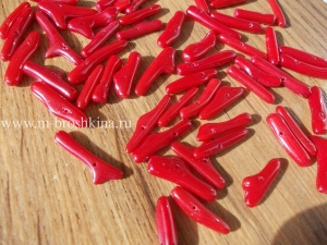 Красный коралл веточки, палочки, 8-15х2-4 мм