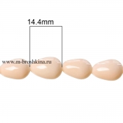 Бусины стеклянные "Капли гладкие" персик, 15*11 мм, 1.4 мм (10 шт)