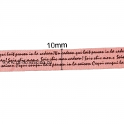Лента декоративная "Письмо" хлопок, розовая, 10 мм (10 ярдов)