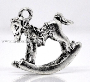 3D Подвеска "Лошадка качалка" античное серебро, 15х14 мм | подвески металлические