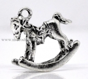 3D Подвеска "Лошадка качалка" античное серебро, 15х14 мм