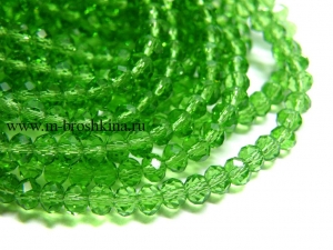 Бусины разделители стеклянные "Рондели" зеленые, 3х4 мм | купить бусины рондели