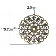 Подвеска филигрань "Винтаж" бронза, 52х51 мм 
