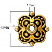 Шапочки для бусин "Цветок" античное золото, 10 мм (10 шт)