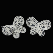 Аппликация пришивная "Бабочка" кремовая, хлопок кружево, 8х6 см