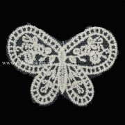 Аппликация пришивная "Бабочка" кремовая, хлопок кружево, 8х6 см