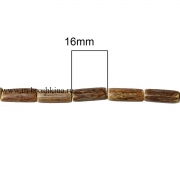 Бусины из кустарника коричневые, 16х4-6 мм, 1 мм (40 шт)