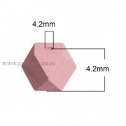 Бусина деревянная "Куб" розовая, 20 мм 