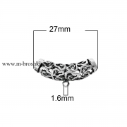 Бейл "Дуга Завитки" античное серебро, 27х13 мм  