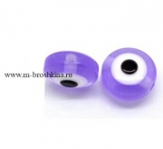 Бусина "Глаз" фиолетовая, 8х5 мм, 1 мм (5 шт)