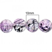 Бусины стеклянные "Фиолетовый лёд" с узором, 10 мм (10 шт)
