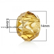 Бусина шарм кристально-золотая граненая, 14х8 мм, 5.6 мм (2 шт)
