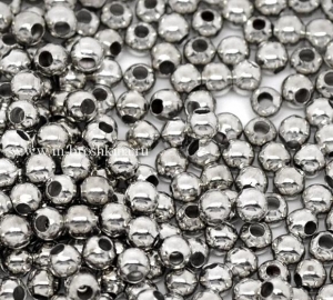 Бусины металлические круглые "Шар" серебро, 3 мм