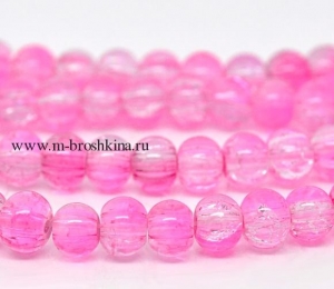 Стеклянные бусины "Розовый щербет", круглые, розовые, прозрачные, 6 мм, 1.0 мм | купить бусины стеклянные