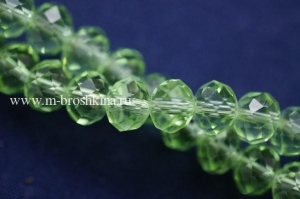 Бусины кристаллы светло-зеленые с огранкой "Свежая зелень", 10х8 мм | купить бусины стеклянные