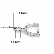 Держатель для подвески "Лепесток" серебро, 11х6 мм
