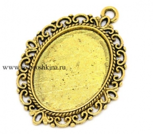 Основа для кабошона "Овал" античное золото, 39х29 мм, 25х18 мм - вставка для кабошона  ― Мадам Брошкина