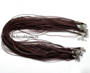 Шнурок на шею темно-коричневый, 45 см 