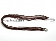 Шнурок на шею темно-коричневый, 45 см 