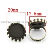 Основа для кольца ажурный бронза "Корона", 17.5 мм, 20 мм