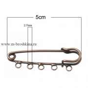 Основа для брошки с 5 петельками медь, 50х16 мм