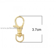 Карабин для ключей и брелоков золото, 35х15 мм