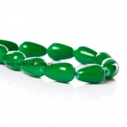Бусины стеклянные "Капли гладкие" зеленые, 13*8 мм, 1.4 мм (10 шт)