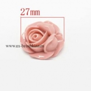Кабошон из смолы "Роза" розовая, 27х27 мм