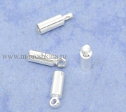 Концевик для шнура "Трубочка" серебряная, 8х2.5 мм, 2 мм (2 шт)