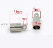 Концевик для шнура "Трубочка" серебро, 9х4 мм, 3.3 мм (2 шт)