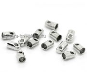 Концевики для шнура серебро, 4х2 мм, 2 мм (10 шт)
