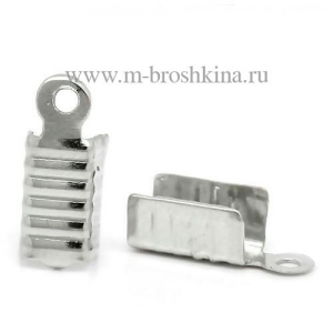 Концевики для шнура серебро, 12х5 мм