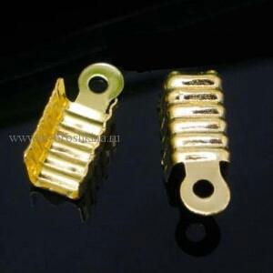 Концевики для шнура золото, 12х5 мм
