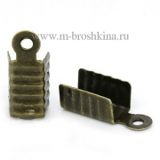 Концевики для шнура бронза, 12х5 мм (10 шт)