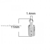 Концевики для шнура серебро, 11х4 мм (10 шт)