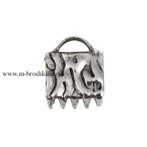 Зажим для лент и шнуров античное серебро, 8х6 мм 