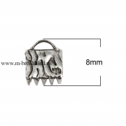 Зажим для лент и шнуров античное серебро, 8х6 мм (10 шт)