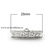 Зажим для лент и шнура античное серебро, 25х8 мм (6 шт)