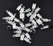 Концевик зажим для шнуров серебряный, 7.5х5.2 мм (10 шт)
