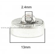 Концевики для шнура или кожи "Овал" серебро, 13х9 мм (2 шт)