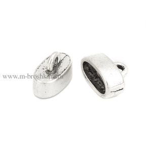 Концевики для шнура или кожи "Овал" серебро, 13х9 мм