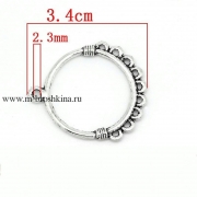 Коннектор фурнитура "Кольцо с колечками" античное серебро, 34х31 мм (2 шт)