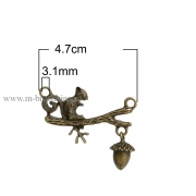 Коннектор "Белка", "Ветка", "Желудь" античная бронза, 47х41 мм