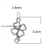 Коннектор "Клевер на удачу" античное серебро, 32х19 мм (2 шт)