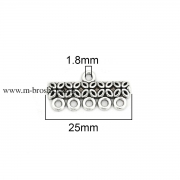 Коннекторы на 5 нитей "Лепестки" античное серебро, 25х12 мм (2 шт)