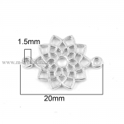 Коннектор двухсторонний "Цветочек" серебро, 20х14 мм (2 шт)