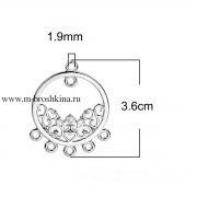 Коннекторы "Морозные узоры" серебряные, 36х29 мм (2 шт)